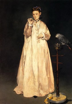 Mujer con un loro Eduard Manet Pinturas al óleo